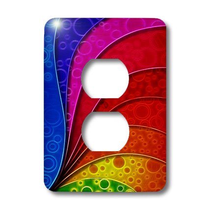 Placa de interruptor con espirales 3dRose arco iris digital para salones modernos 3