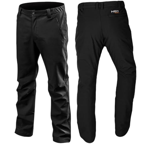 NEO TOOLS Softshellhose schwarz Winter Wasserdicht Softshell Hose Freizeithose Arbeitshose Outdoor Outdoorhose Sicherheitshose Wanderhose Fleece Innen XXL