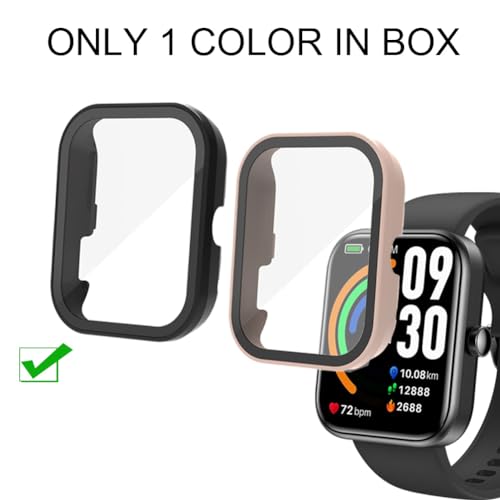 smaate compatible with TOZO S3 1.83” Smartwatch, Watch Cases with Tempered Glass Screen Protector, 9H