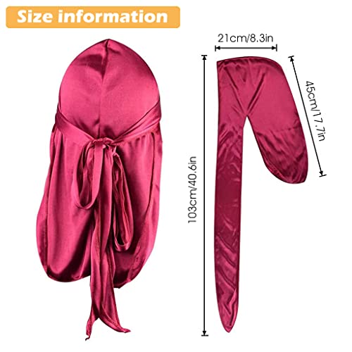 Zibuyu® Silk Durag for Men and Women Head Cover Cap Hiphop Style Durag Headwear Fashion Piece Extra Long Durag Head Scarf - 4 Pcs