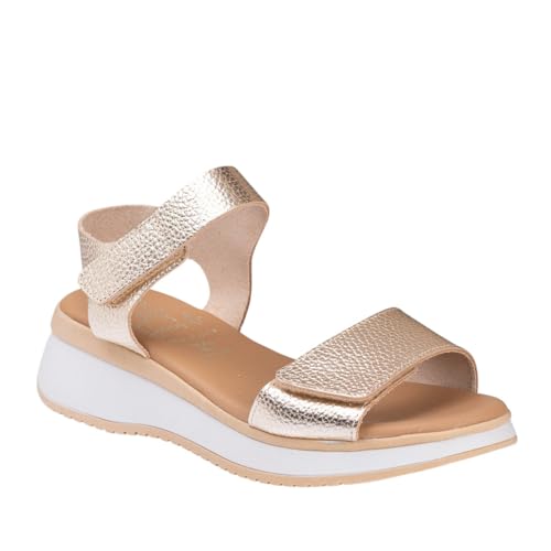Oh! My Sandals 5942 Sandalia Piel con 2 Adhesivos Mujer Champagne 39