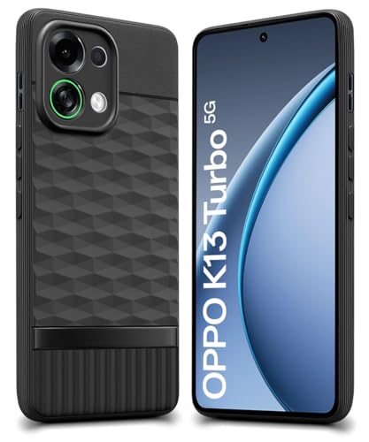 Image of WOW IMAGINE Back Cover for Oppo K13 Turbo 5G | K13 Turbo Pro 5G Hexa Cube Design | Soft Rubberised Case | Inner Velvet Fabric | Matte Silicone Flexible Mobile Case | Camera Protection - Black