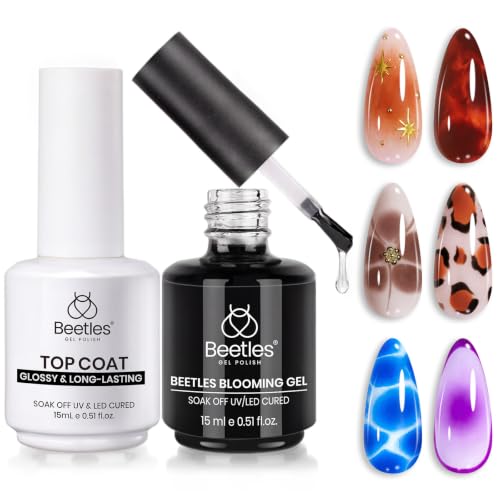 Beetles Blooming Gel and Glossy Top Coat Set 2 Pcs 15ml