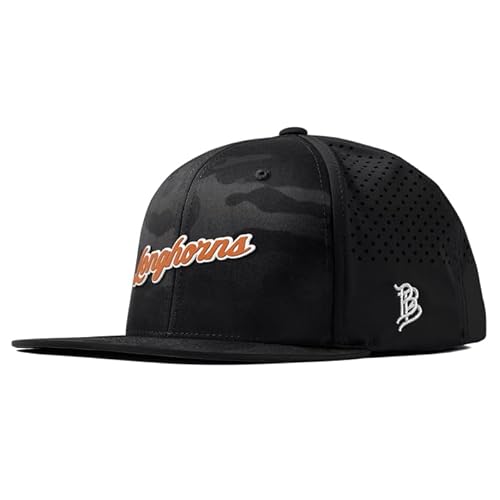 Branded Bills Officially Licensed x Texas Longhorns Black Multicam Flat Performance Texas Longhorn Script