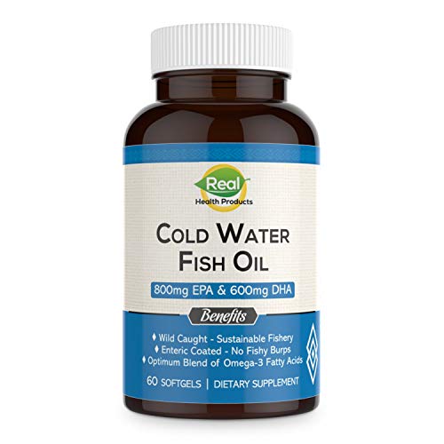 Cold Water Fish Oil, Omega 3 Fish Oil Soft Gel Caps Naturally Purified Fish Oil 1200mg Per Serving, Superior Omega 3 Supplement - Fully Guaranteed by Real Health Products, Inc