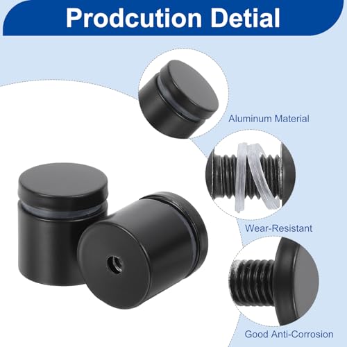 Image of uxcell 8 Pcs Standoff Screws, 1 inch x 1 inch Stainless Steel Advertising Screws Wall Standoff Mounts Hardware for Acrylic Picture Frame Glass Signs Hanging, Black