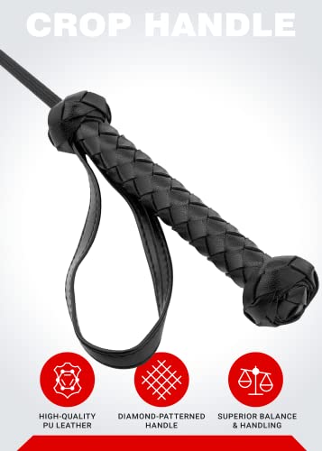 DERINODEM Horse Riding Crop Whip Set 18\" 27\" - Horse Set Flogger Faux Leather - Riding Whip for Horse Equestrian - English Riding Set Crop for Horses