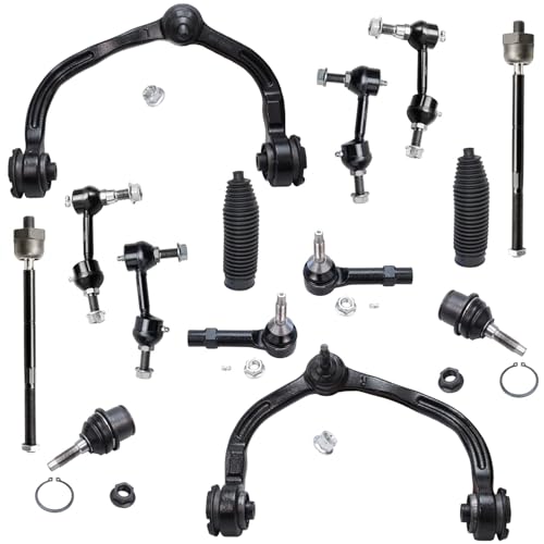 Image of Detroit Axle - 14pc Front End Kit for Ford 2004-2006 Expedition Lincoln Navigator 2 Upper Control Arms Ball Joints 2 Lower Ball Joints 4 Inner Outer Tie Rods 4 Front Rear Sway Bars 2 Boots Replacement