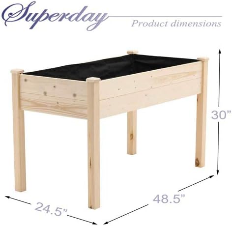 Superday Wooden Raised Garden Bed Planter Kit Patio Elevated Box for Vegetable Flower