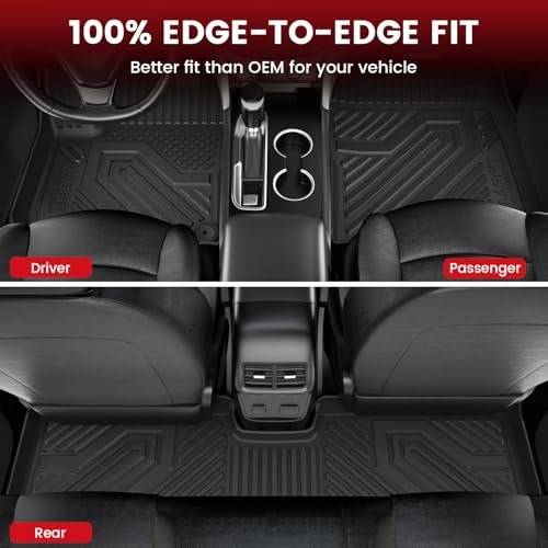 Image of LASFIT Floor Mats & Cargo Liner for Chevy Equinox /GMC Terrain 2018-2024 | Not for Equinox EV, All Weather TPE, Custom Fit Full Set, Easy to Wash, Durable Black Floor Liners with Backrest Mat