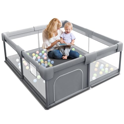 Hiaksedt Baby PlayPens for Babies and Toddlers, 50 x 50 inch Baby Fence Playards, Safe & Sturdy Play Yard with Gate for Indoor & Outdoor