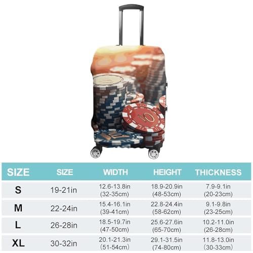 Casino Chips Printed Luggage Cover Protector, Fits 18-32 Inch Luggage2