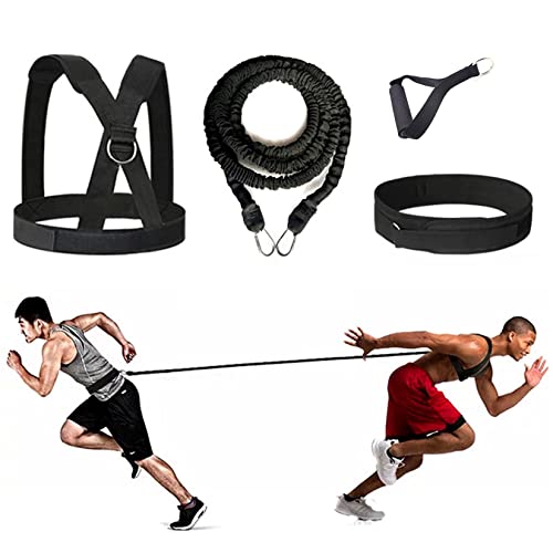 4 Pcs Bungee - Cordón de Resistencia para Solo, o Socio, diseño de Partner, para Taekwondo, Hockey, fútbol, Baloncesto, esgrima Lateral Movimiento Sprint (Negro-9.8FT)