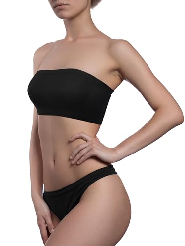 Image of Geyoga 6 Pieces Strapless Bandeau Bras, Seamless Bralettes Stretchy Non Padded Tube Tops for Women