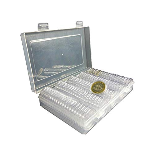 Preisvergleich Produktbild waterfaill 100 Stück Euro Münzhalter Münzbox Gedenkmünze-Sammelbox, Münzen-Aufbewahrungsboxen Gedenkmünze-Sammelbox Runde Münzkapseln, Geeignet Zur Aufbewahrung Verschiedener Münzgedenkmünzen