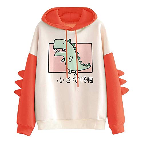 RUNYN Sweat à Capuche Japonais Femme Sweatshirt à Capuche Hooded Sweatshirt Mignon Casual Hoodie Automne Hiver Chaud pour Garçons et Filles - Orange - M Cover