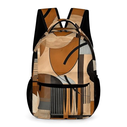 Beige And Black Objects Backpack for Travel, Ultra Durable Small Bookbag Lightweight Daypack for Women Men