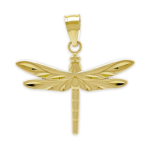 Gold Dragonfly Charm Pendant - 10 Karat Gold - Dragonfly Insect Jewelry - Animal Jewelry