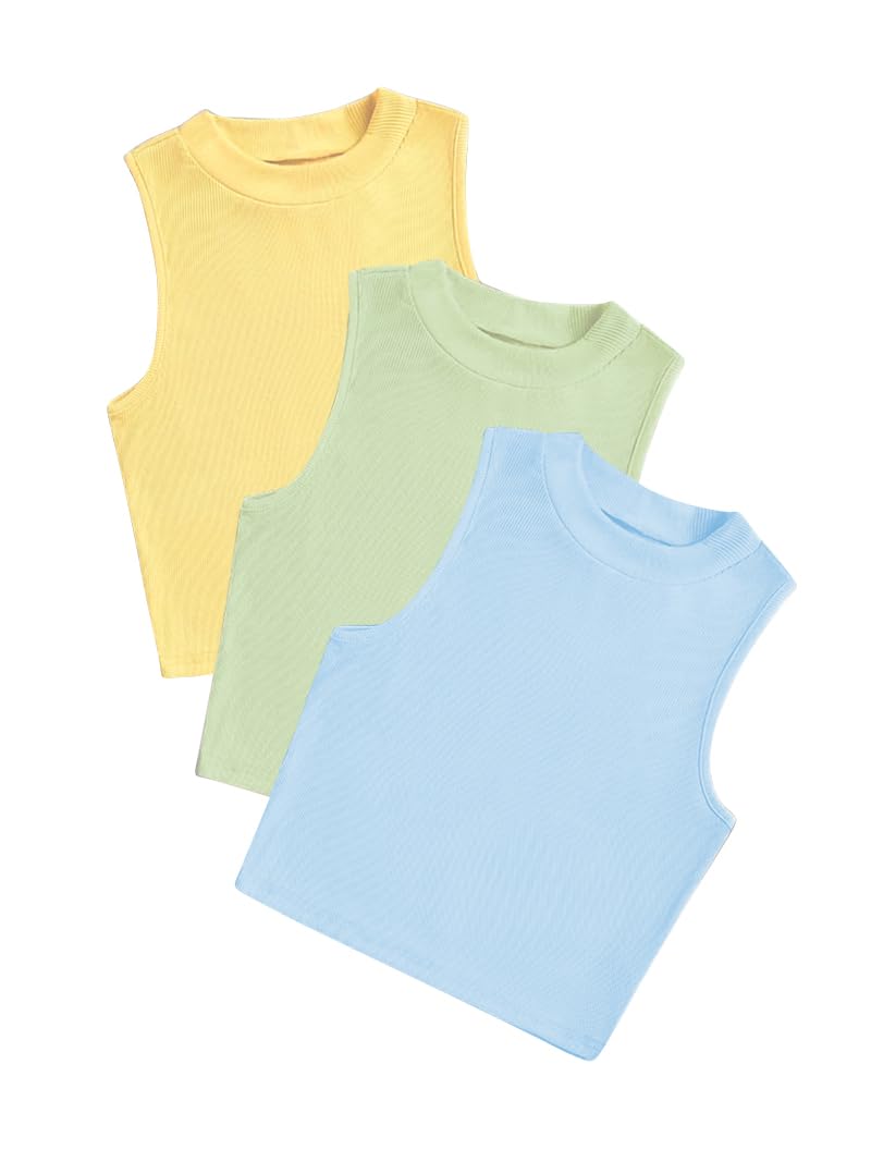 toochki Tops for Women Crop Top for Women's Tank Activewear Tee Sports Casual High Neck Cotton Camisole Pack of 3 Combo-picture-36