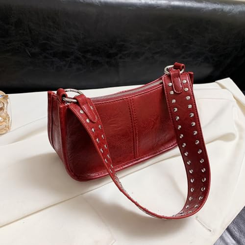 Ankick Womens Leather Shoulder Bag Small Y2K Purse Handbag Mini Crossbody Going Out Bags With Studded Decor Straps thumb #5