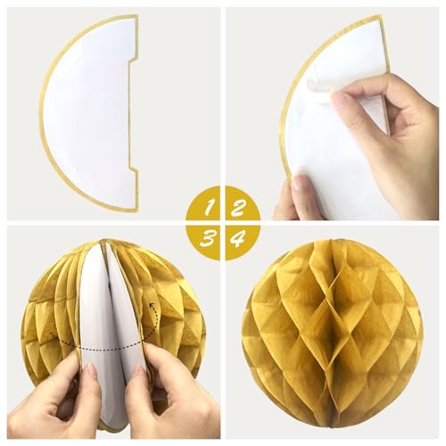 Image of Sage Green Gold Birthday Party Decorations Supplies Happy Birthday Banner Honeycomb Balls Fringe Curtain Foil Balloons Hanging Swirls Cake Topper Tablecloth Party Supplies for Women Girls