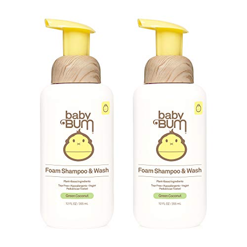Baby Bum Shampoo & Body Wash | Natural Fragrance | Tear Free Foaming Soap for Sensitive Skin with Nourishing Coconut Oil | 12 Ounce | Pack of 2