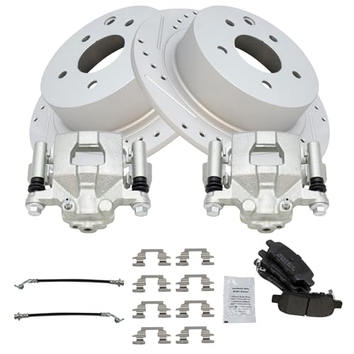 Image of TRQ Performance Rear Brake Pad and Rotor Set Semi Metallic Coated Rotors | For 2002-2006 Nissan Altima 2004-2006 Maxima