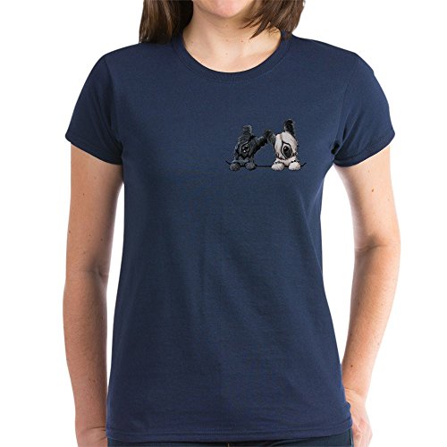 CafePress Skye Terrier Pocket Duo Womens Cotton T-Shirt Navy