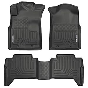 Husky Liners Weatherbeater Floor Mats | Fits 2005 – 2015 Toyota Tacoma Double Cab (Footwell Coverage) | Front & 2nd Row, 3-pc Black – 98951