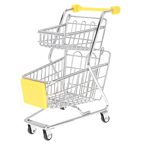 CIYODO Mini Shopping Cart for Cute Desktop Decoration Storage Handcart Supermarket Style Design for Office Stationery Item Organization