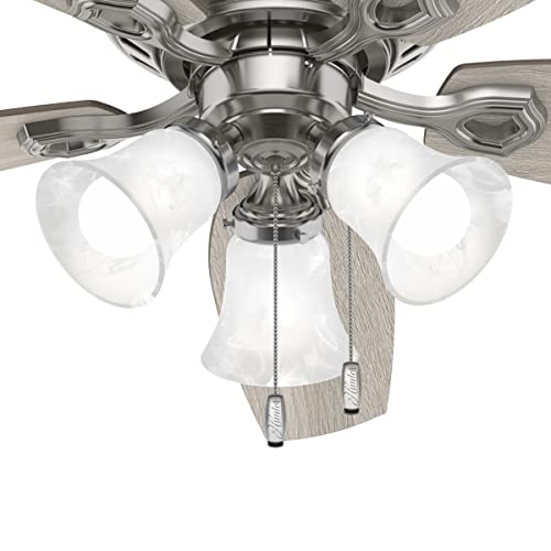 Hunter Builder 52-Inch Indoor Brushed Nickel Traditional Ceiling Fan With Bright Led Light Kit, Pull Chains, And Reversible Whisperwind Motor Included #TOP5
