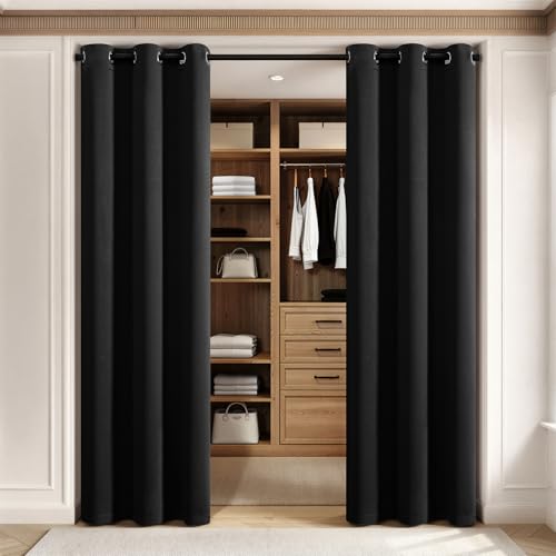 Image of MIULEE Closet Curtain for Open Closet Without Door Grommet Top 34x80 Inches | Covers Closet, Privacy Curtains for Room Divider, Sun /Light Blocking, Quality Fabric, Doorway