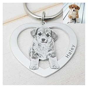 Hongtai Custom Sleutelhanger Foto Sleutelhanger Hond Foto Sleutelhanger Pet Memorial Gift voor Pet Lover Kerstcadeau (Color : BW 2)