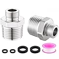 Carvedexquisitely Rv Faucet Adapter,NPT 1/2" to Compression 3/8" Reducer Faucet Supply Line Adapter,Stainless Steel 304 Compression Fitting for RV Kitchen Plumbing 2 Pack
