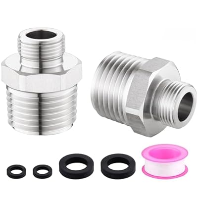 Carvedexquisitely Rv Faucet Adapter,NPT 1/2" to Compression 3/8" Reducer Faucet Supply Line Adapter,Stainless Steel 304 Compression Fitting for RV Kitchen Plumbing 2 Pack
