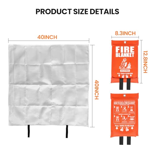 BXHYNOI Fire Blanket for Kitchen and Home - 2 Pack 40"x 40" Emergency Fire Suppression Blanket Fiberglass Fabric for Survival Safety BXHYNOI Fire Blanket for Kitchen and Home - 2 Pack 40"x 40" Emergency Fire Suppression Blanket Fiberglass Fabric for Survival Safety - Image 7