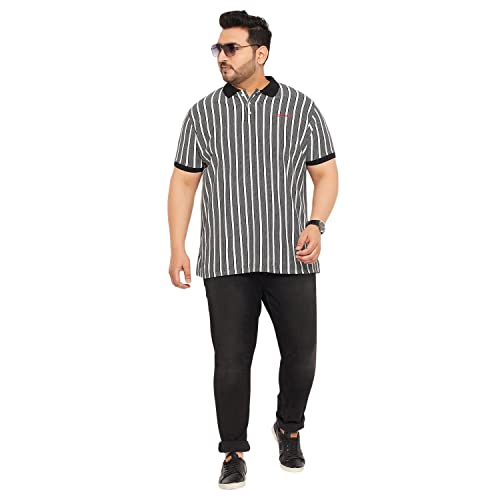 Bigbanana Plus Size Men's Regular Fit Striped Polo Tshirt
