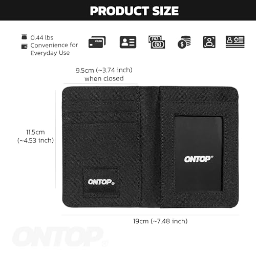 ONTOP Vertical Bifold Wallet, Minimalist Card Holder, Ultra Lightweight, Water Resistant, Unisex (Light Beige/Black)2