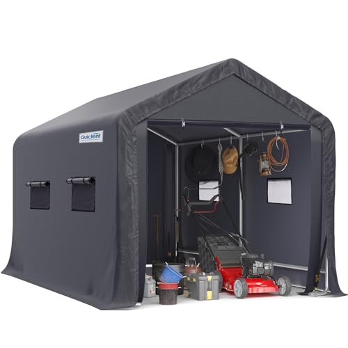 Quictent Carport 7'X12' With Roll-Up Ventilated Windows, Heavy Duty Portable Garage Shelter Motorcycle Shelter Storage Shelter Outdoor Shed For Patio Furniture cover
