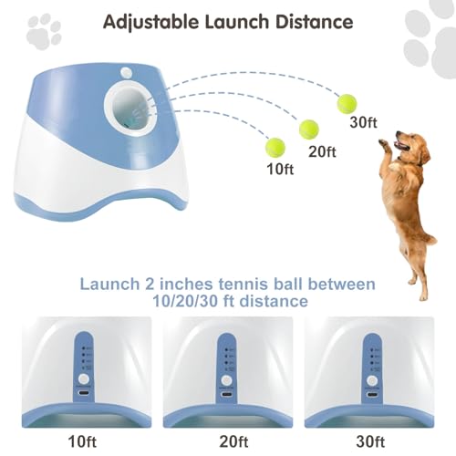 Aolawco Automatischer Ballwerfer, Ballwurfmaschine Hund mit 6 Pcs 2' Tennisbällen, Kann 10-30ft werfen, Interaktive Ballmaschine für Kleine und Mittlere Hunde