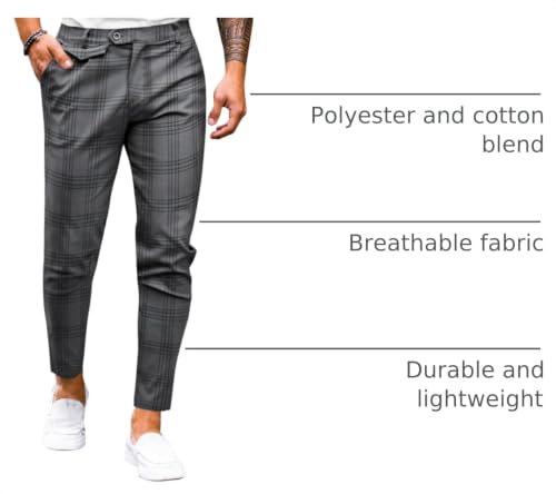Image of Mens Chinos Slim Fit Pants Stretch Tapered Dress Pant Casual Trousers