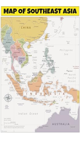 Map of Southeast Asia 18x24 Laminated Wall Map