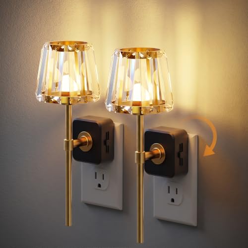 Image of JandCase Night Lights Plug into Wall, 2 Pack Vintage Nightlights | Dusk to Dawn Sensor, 0-100LM Dimmable, Crystal Lamp for Living Room Bedroom Hallway