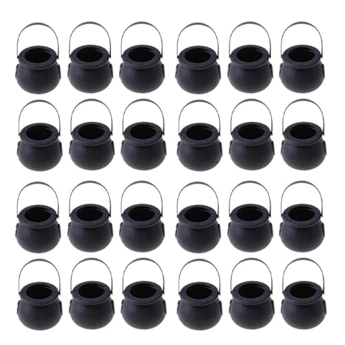 Glayent 24 Piezas Mini Teteras para Dulces, Soporte para Caldero con Esqueleto de, Olla con Asa para Halloween, Pascua, Fiesta del Día de San Patricio