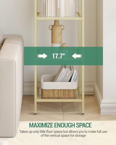 Hzuaneri BC20699G Bookcase Bookshelf, Tempered Glass Arched Bookshelf thumb #5