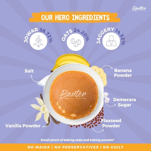 Oats & Jowar Pancake Mix – 100% Natural, Jaggery-Sweetened, Gluten-Free, No Maida, No Preservatives, Fiber, Protein & Iron Rich, Homemade Goodness (150, Classic)- pack of 1