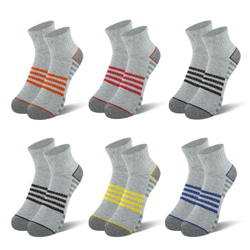 Comfoex Boys Socks 4-6 6-8 8-10 Years Old Athletic Quarter Socks Ankle Sports Socks With Cushioned Sole 6 Pairs thumb #6