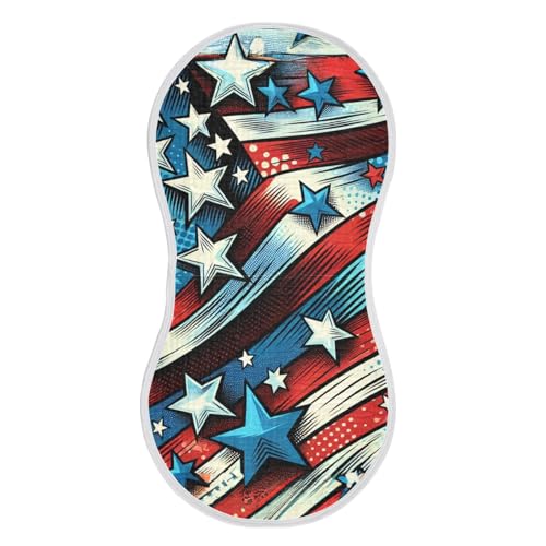 2 Pack Happy Independence Day Muslin Burp Cloths Cotton Absorbent Baby Burping Rags for Boys Girls Soft Newborn Burp Bibs, 22 x 11 Inch