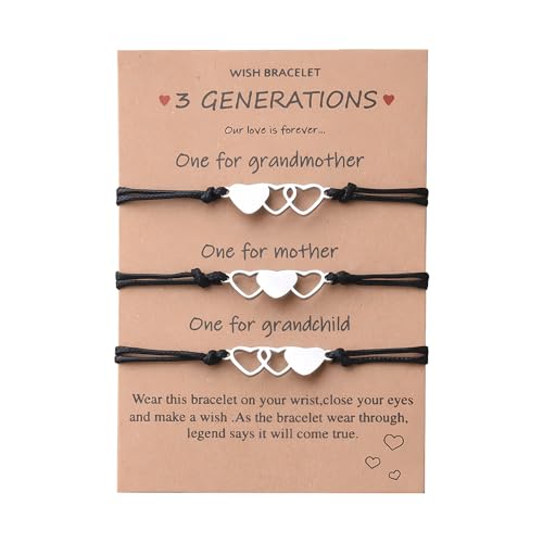 Mothers Day Gifts for Mom Grandma 3 Generations Bracelet Gift for Grandma Mom Daughter Birthday Gifts for Grandmother Granddaughter Gifts from Nana Matching Bracelets for Mother Daughter Granddaughter - Main Image