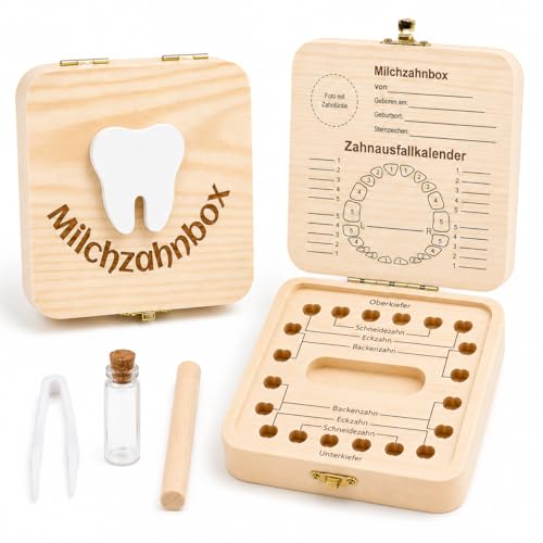 Sunshine smile Zahnfee Geschenke Mädchen Zahndose Milchzähne Mädchen Zahnbox für Milchzähne Junge Jungen Souvenir Box Zahnbox aus Holz Milchzahndose Jungen Aufbewahrungsbox für Baby Zähne